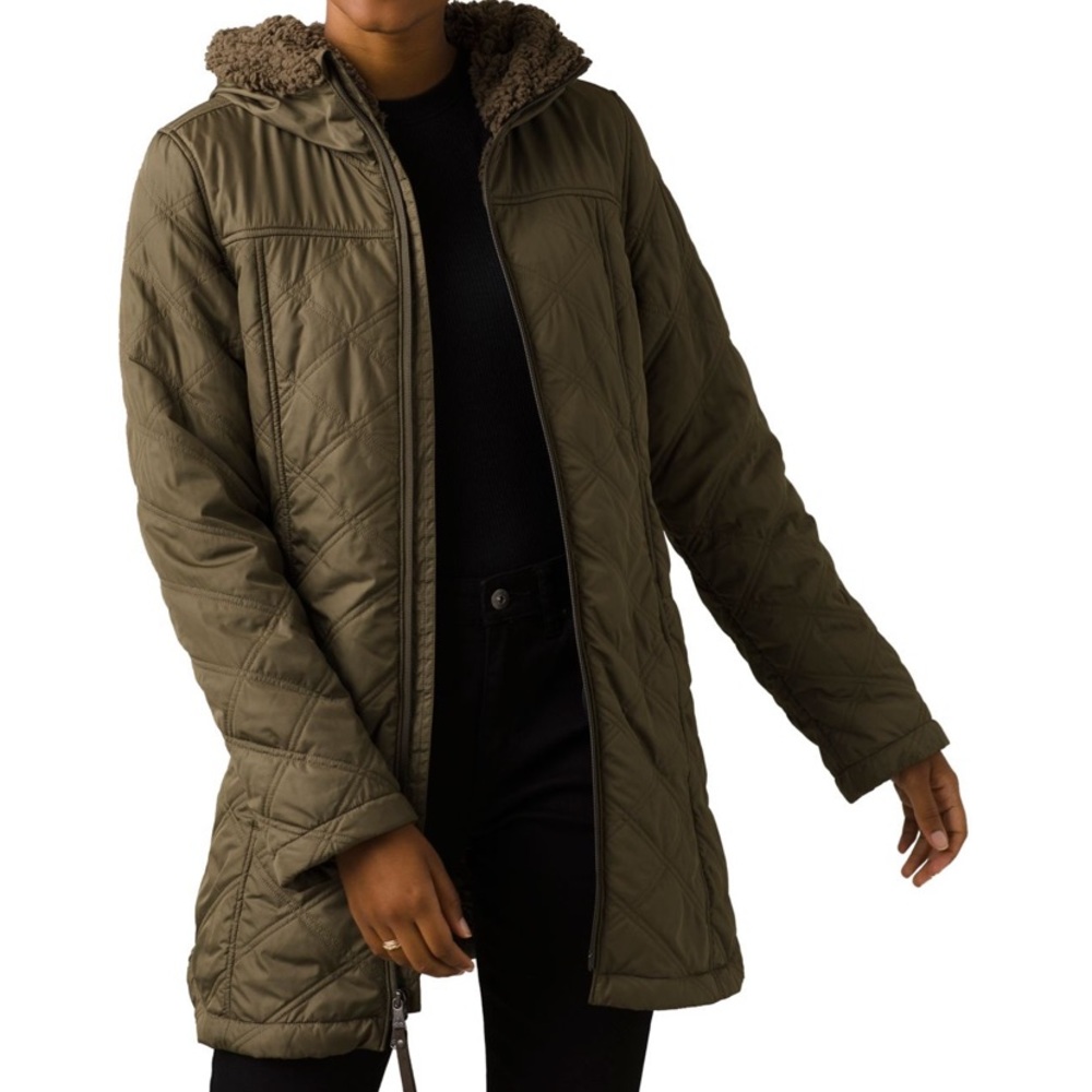 Prana elsa zip up hooded coat slate green L